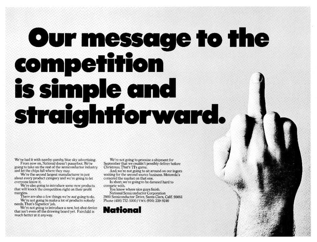 our message to the competition is simple and straightforward national